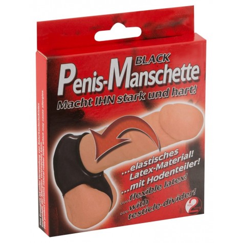 Чёрная утяжка для пениса и мошонки Penis Manschette